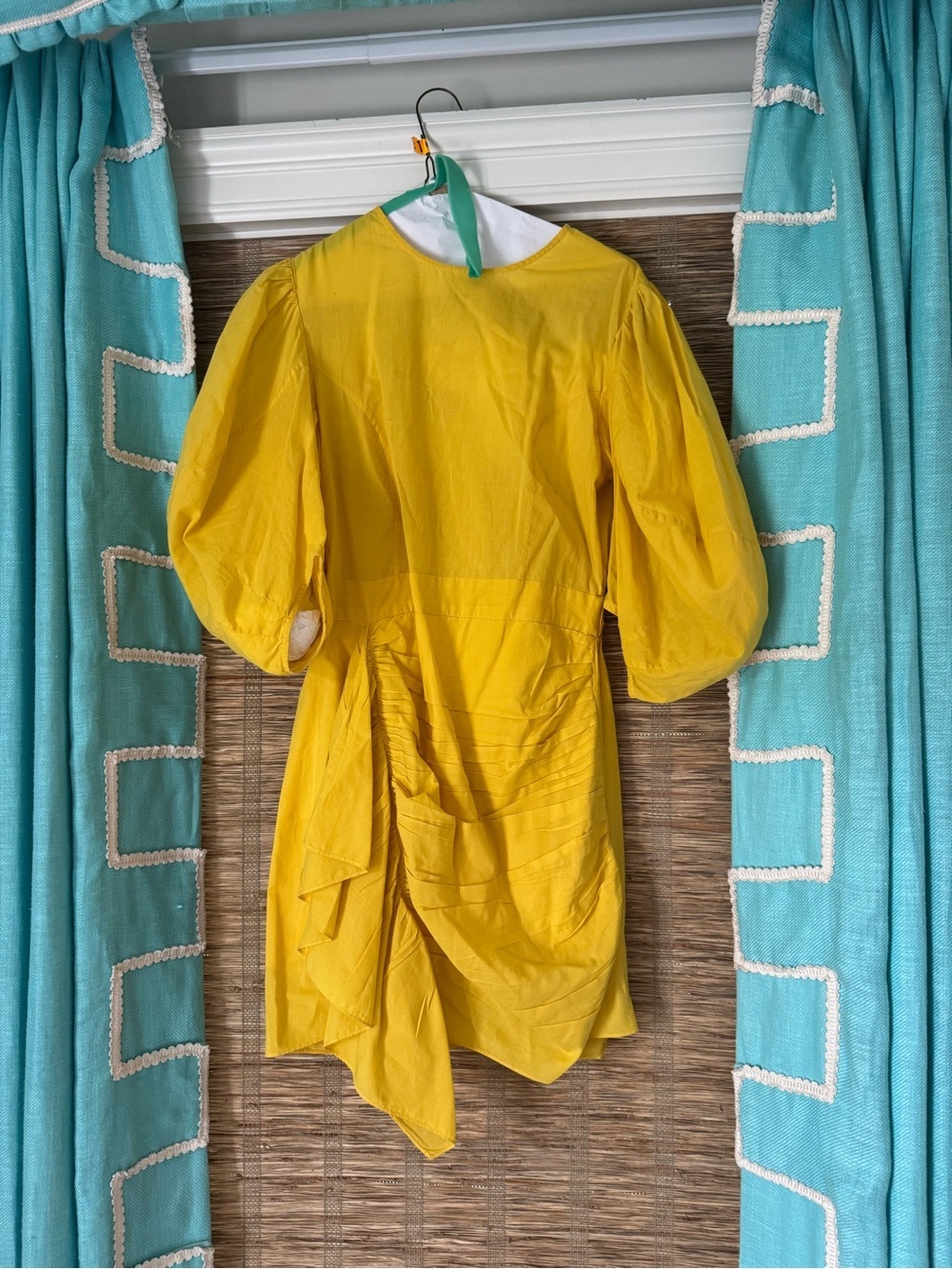 RHODE Bold Yellow Mini Dress with Puff Detail